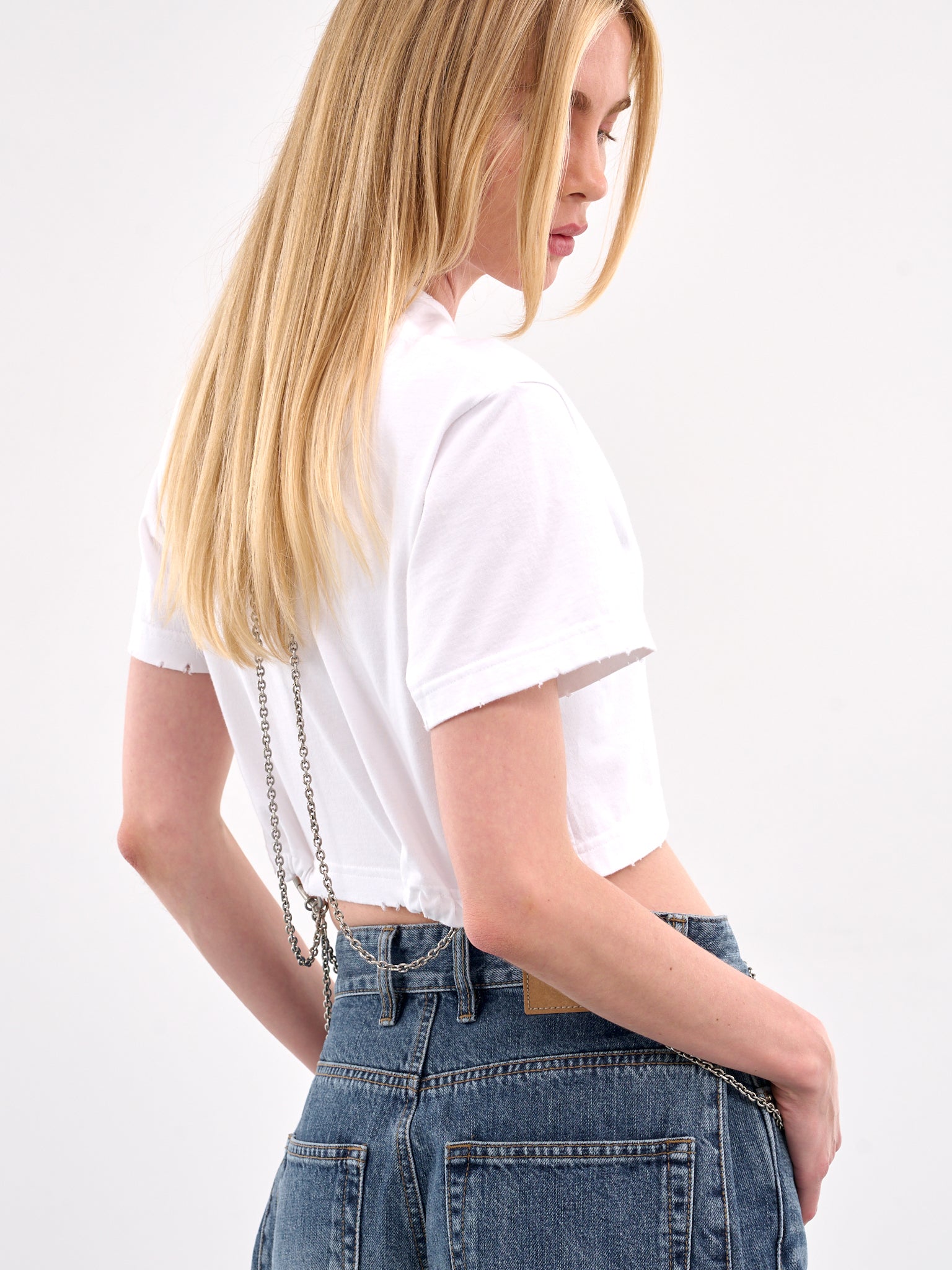 Ring & Chain Crop Tee (WD-TT1-25-721-WHITE)