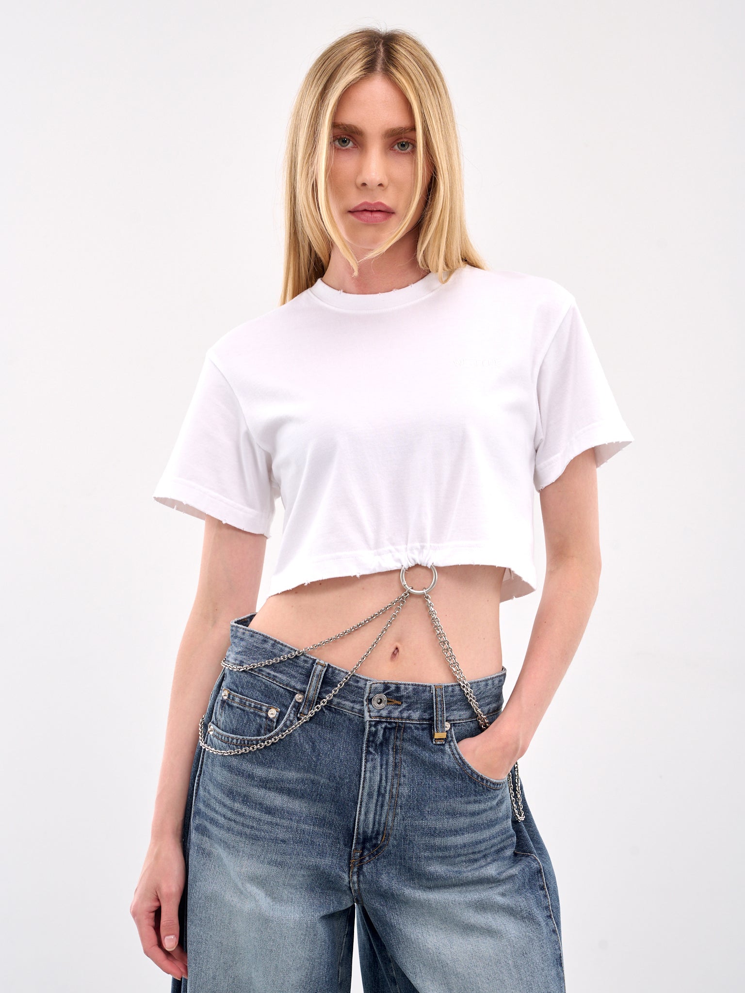 Ring & Chain Crop Tee (WD-TT1-25-721-WHITE)