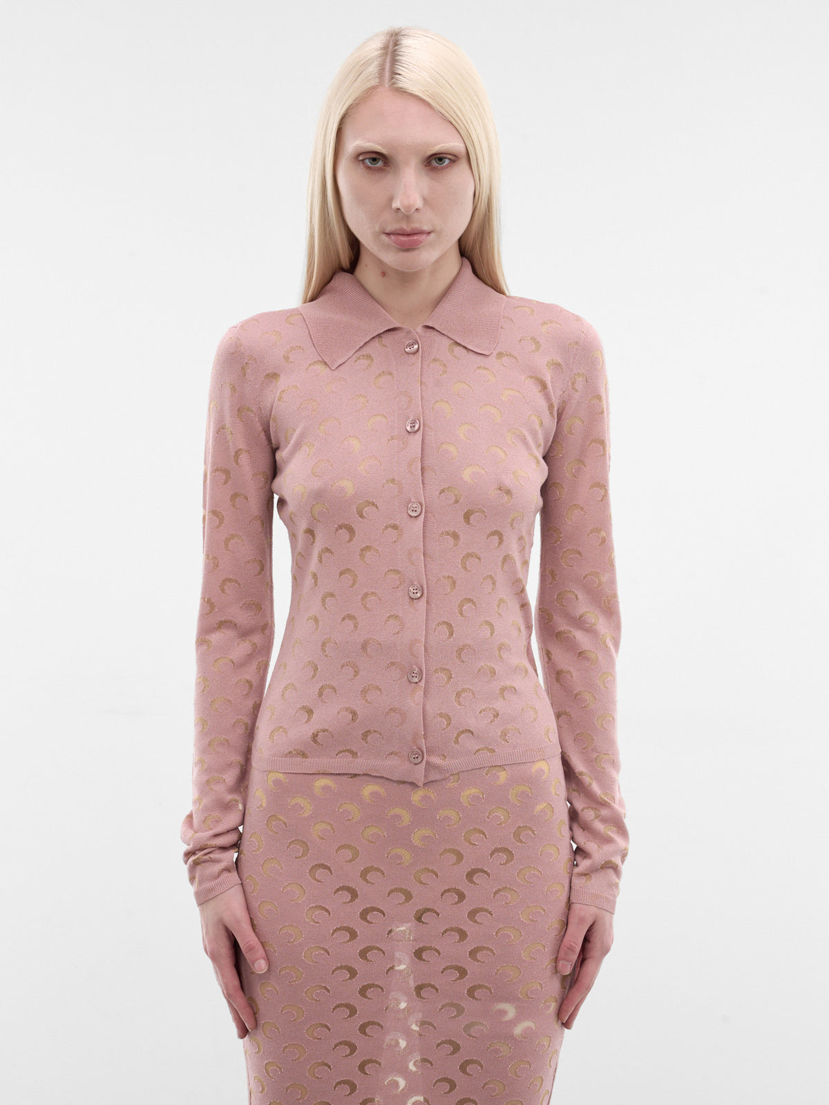Pink Devore Moon Monogram Shirt (WSI044ACKNI0545-PK00-LIGHT-PIN)