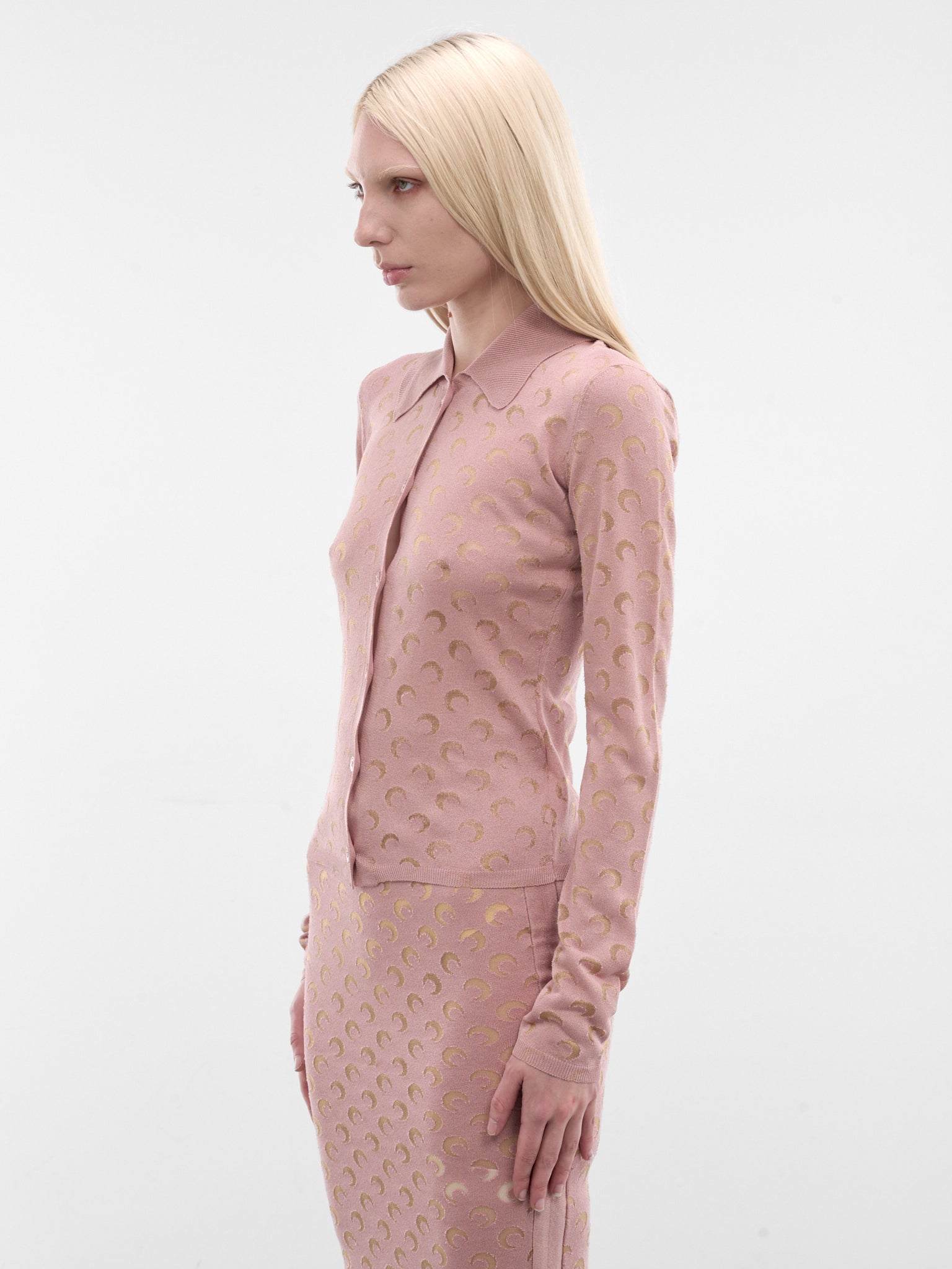 Pink Devore Moon Monogram Shirt (WSI044ACKNI0545-PK00-LIGHT-PIN)