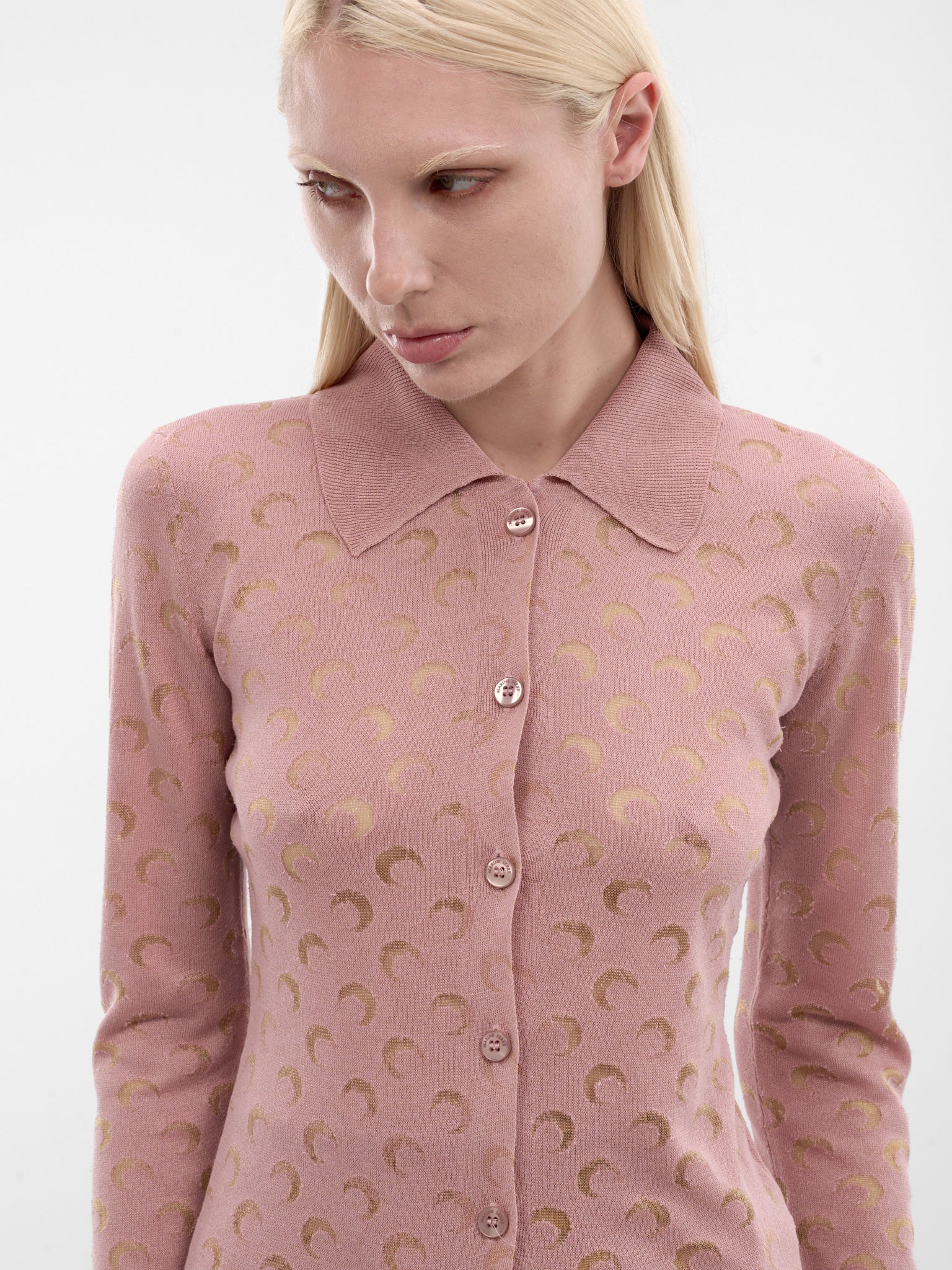 Pink Devore Moon Monogram Shirt (WSI044ACKNI0545-PK00-LIGHT-PIN)