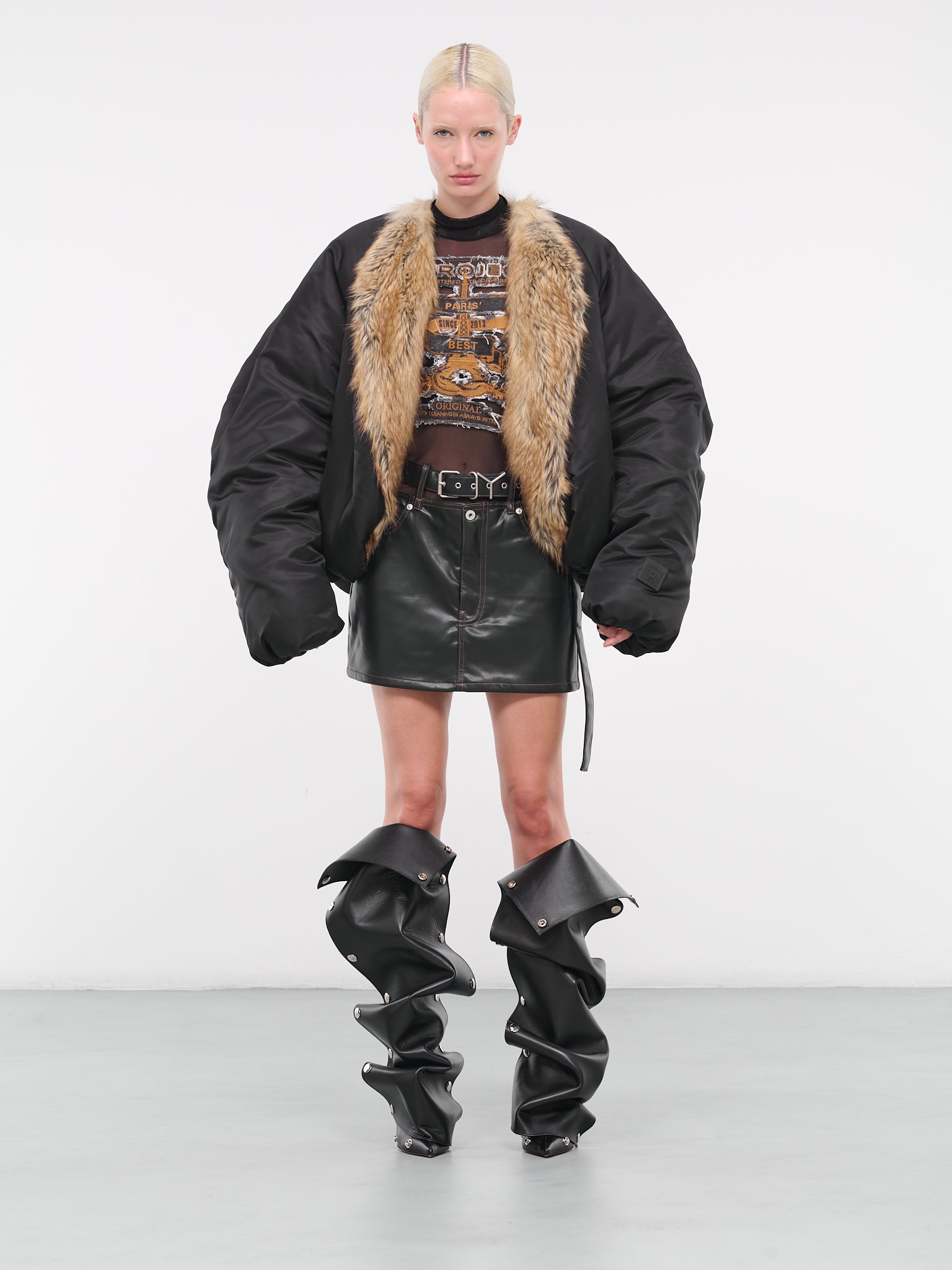 Y Belt Mini Skirt (WSKIRT86-S25-F444-BLACK)