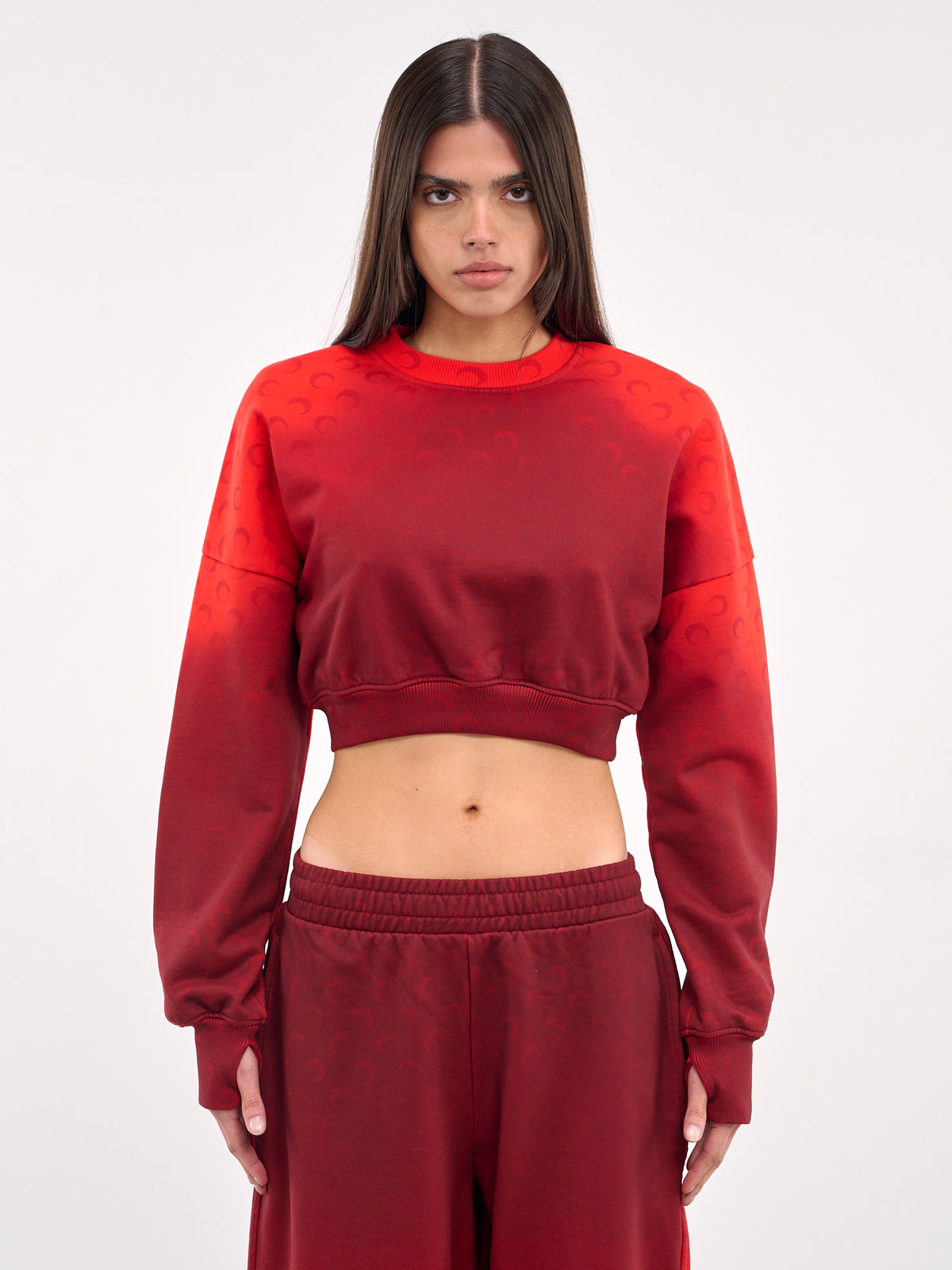 Moon Faded Gradient Crop Sweatshirt (WST012A-CJER0073-RED)