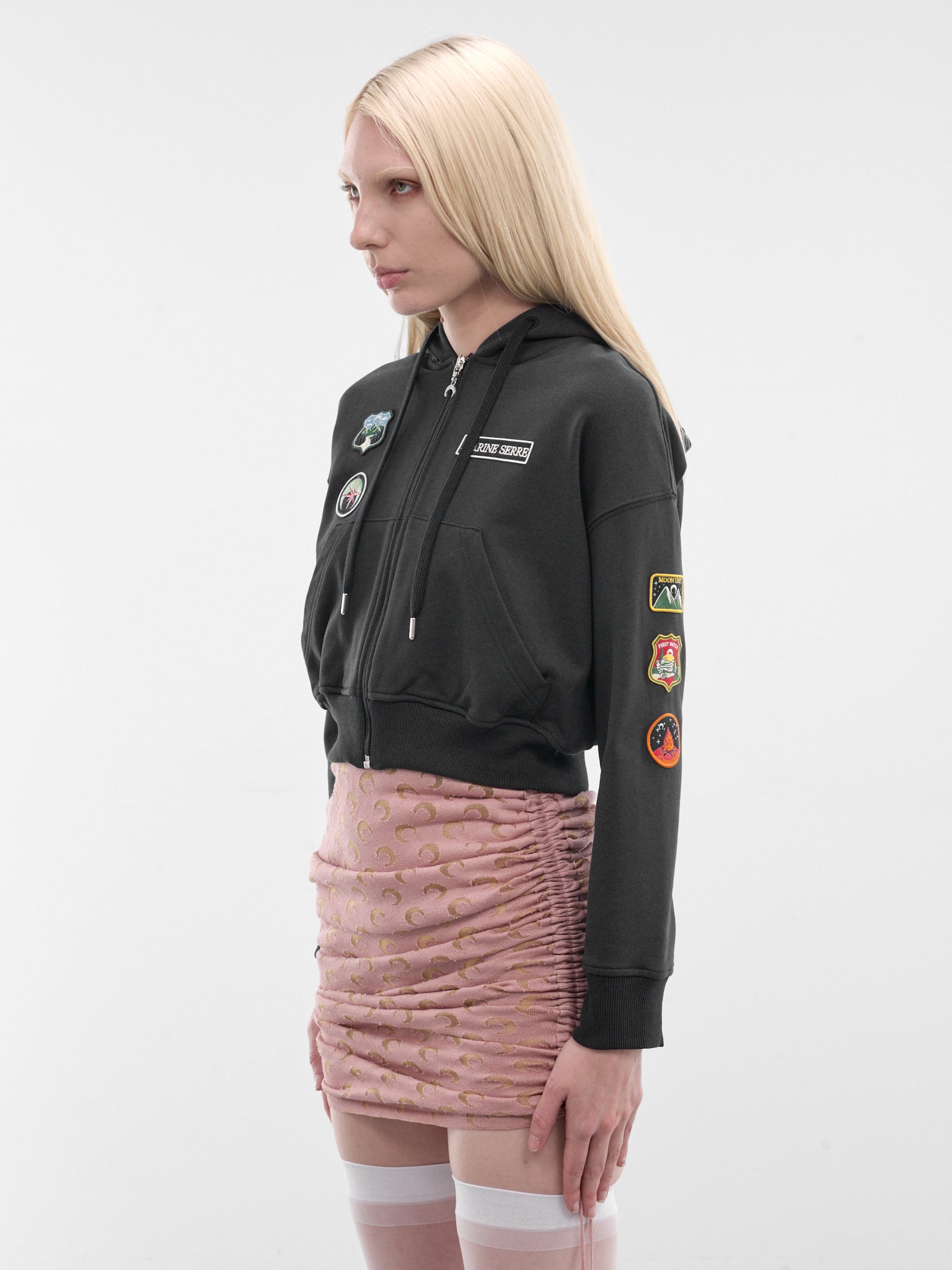 Graphite Scout Patches Zip Hoodie (WST019ACJER0116-BL81-GRAPHITE-)