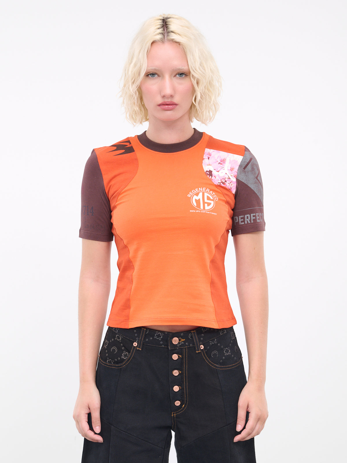 Patchwork Graphic Tee (WTO104-UJER0003-OR52-ORANGE)