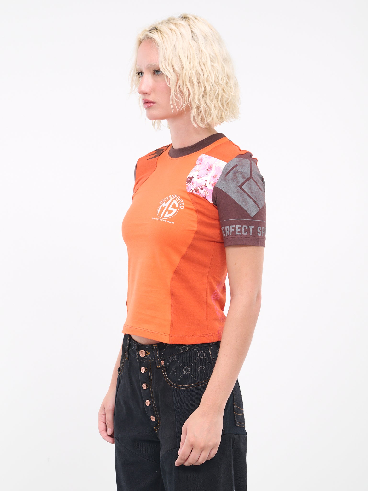 Patchwork Graphic Tee (WTO104-UJER0003-OR52-ORANGE)