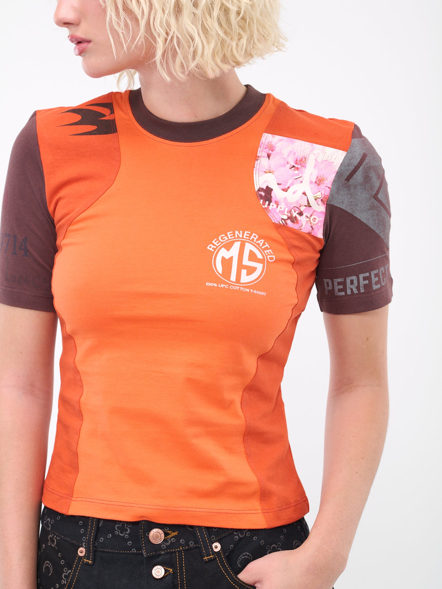 Patchwork Graphic Tee (WTO104-UJER0003-OR52-ORANGE)