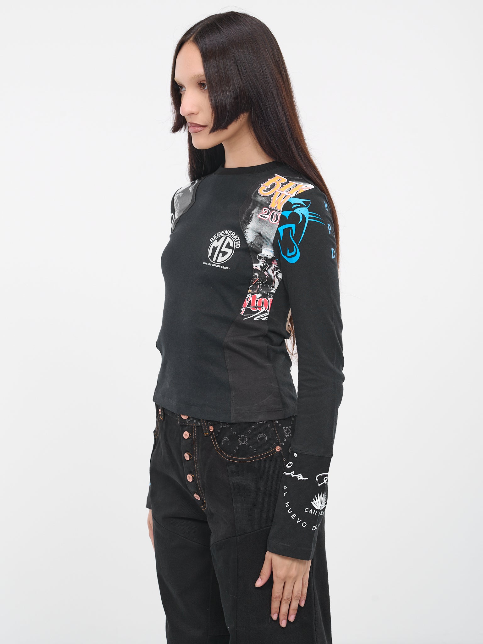 Regenerated Patchwork Tee (WTO106-UJER0001-BK99-BLACK)