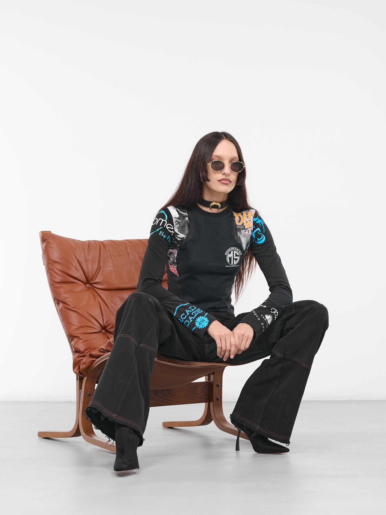Regenerated Patchwork Tee (WTO106-UJER0001-BK99-BLACK)