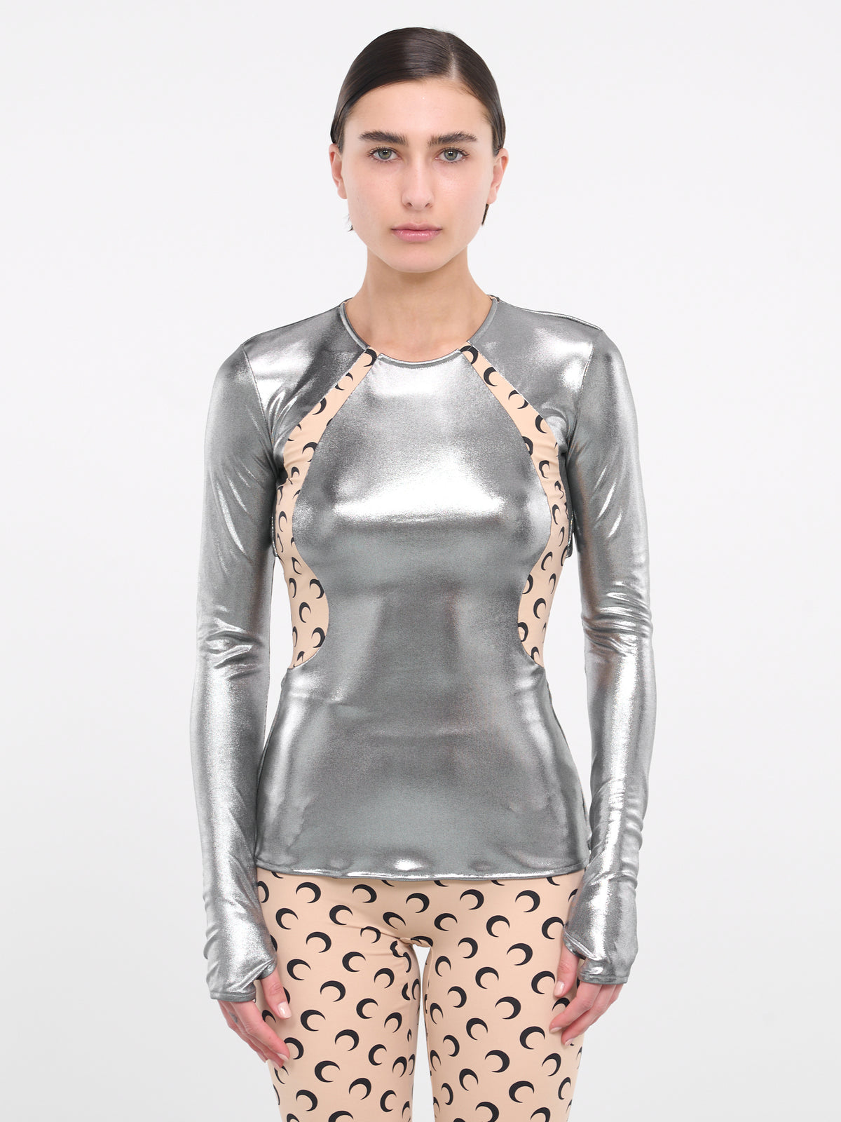 Draped Regenerated Jersey Top (WTO386-RJER0015-SILVER)