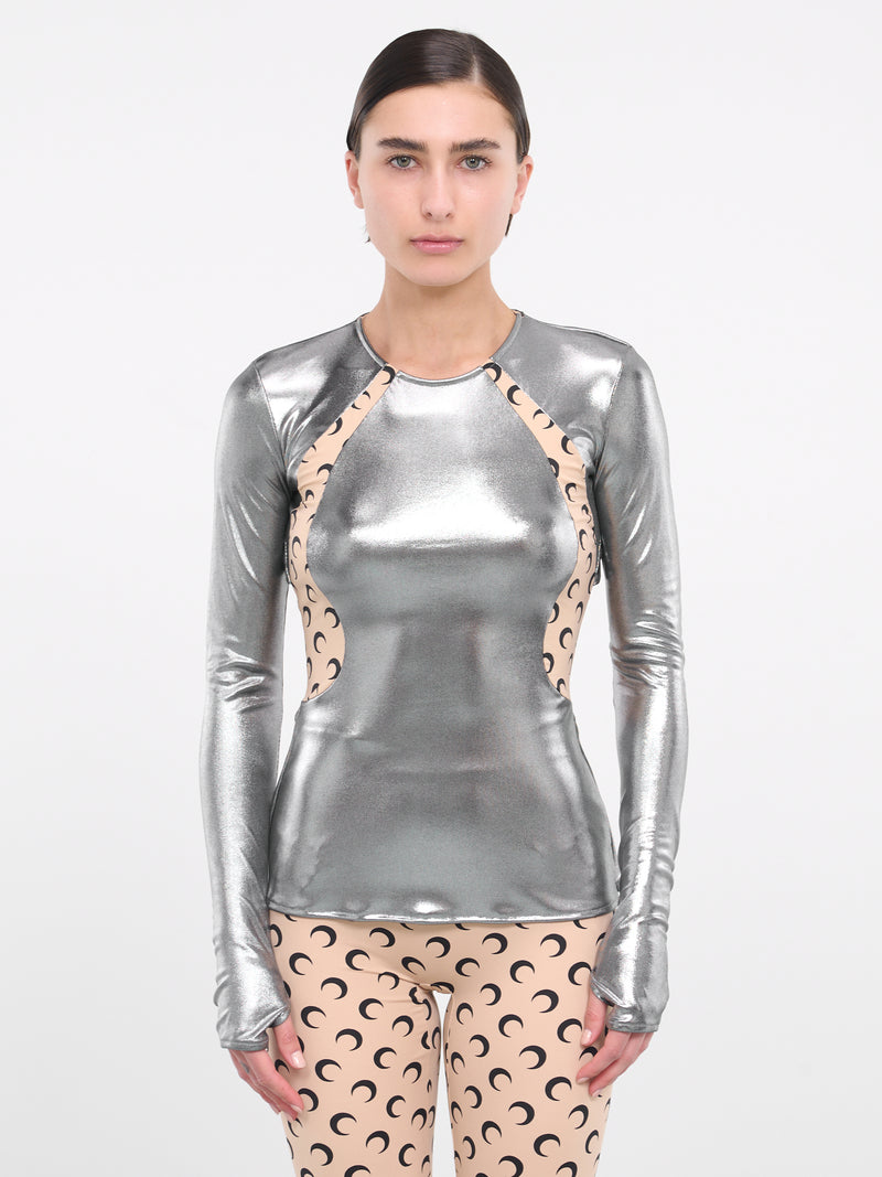 Draped Regenerated Jersey Top (WTO386-RJER0015-SILVER)