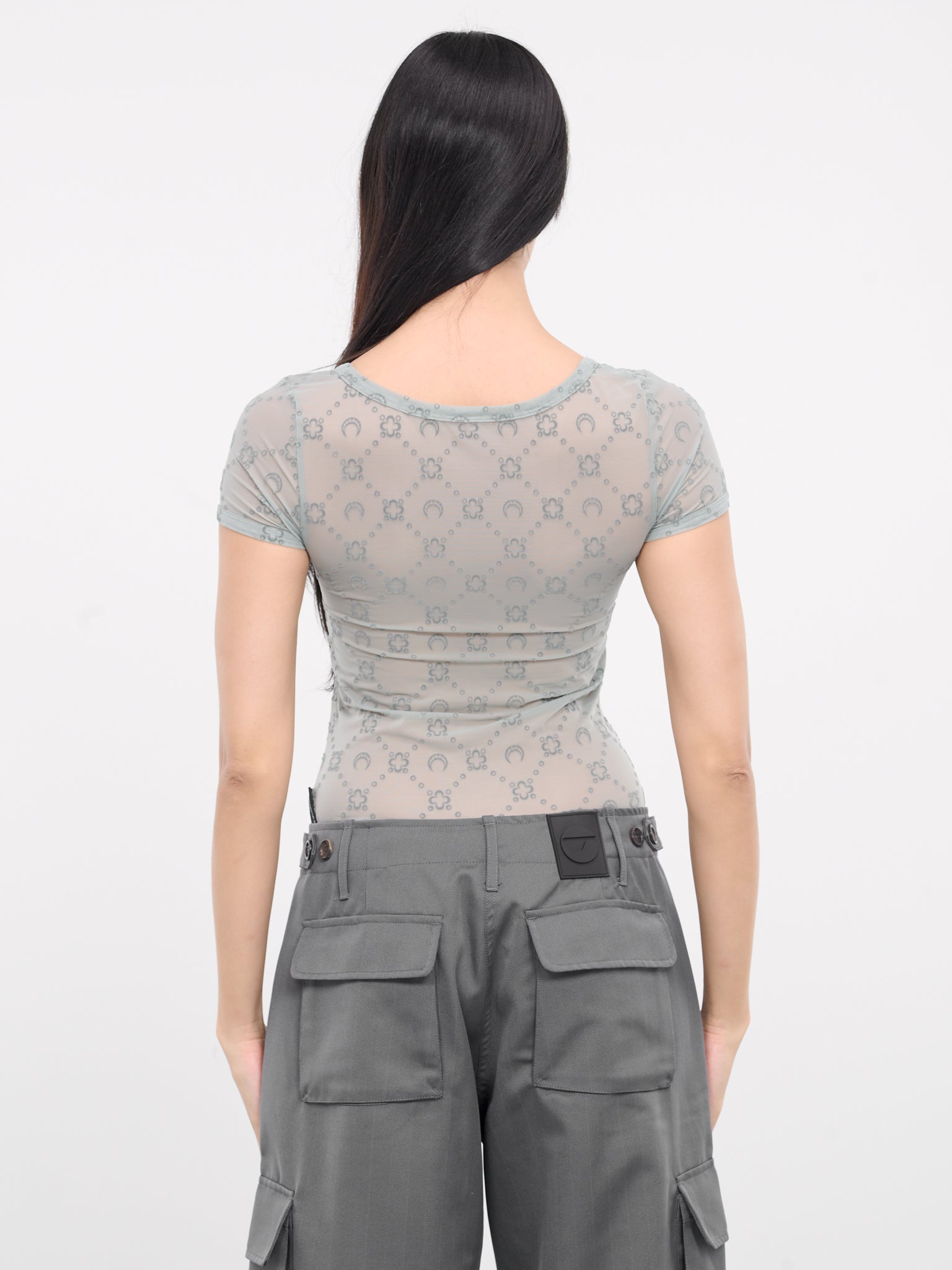 Monogram Mesh Fitted Top (WTO389-CJER005-GREY)