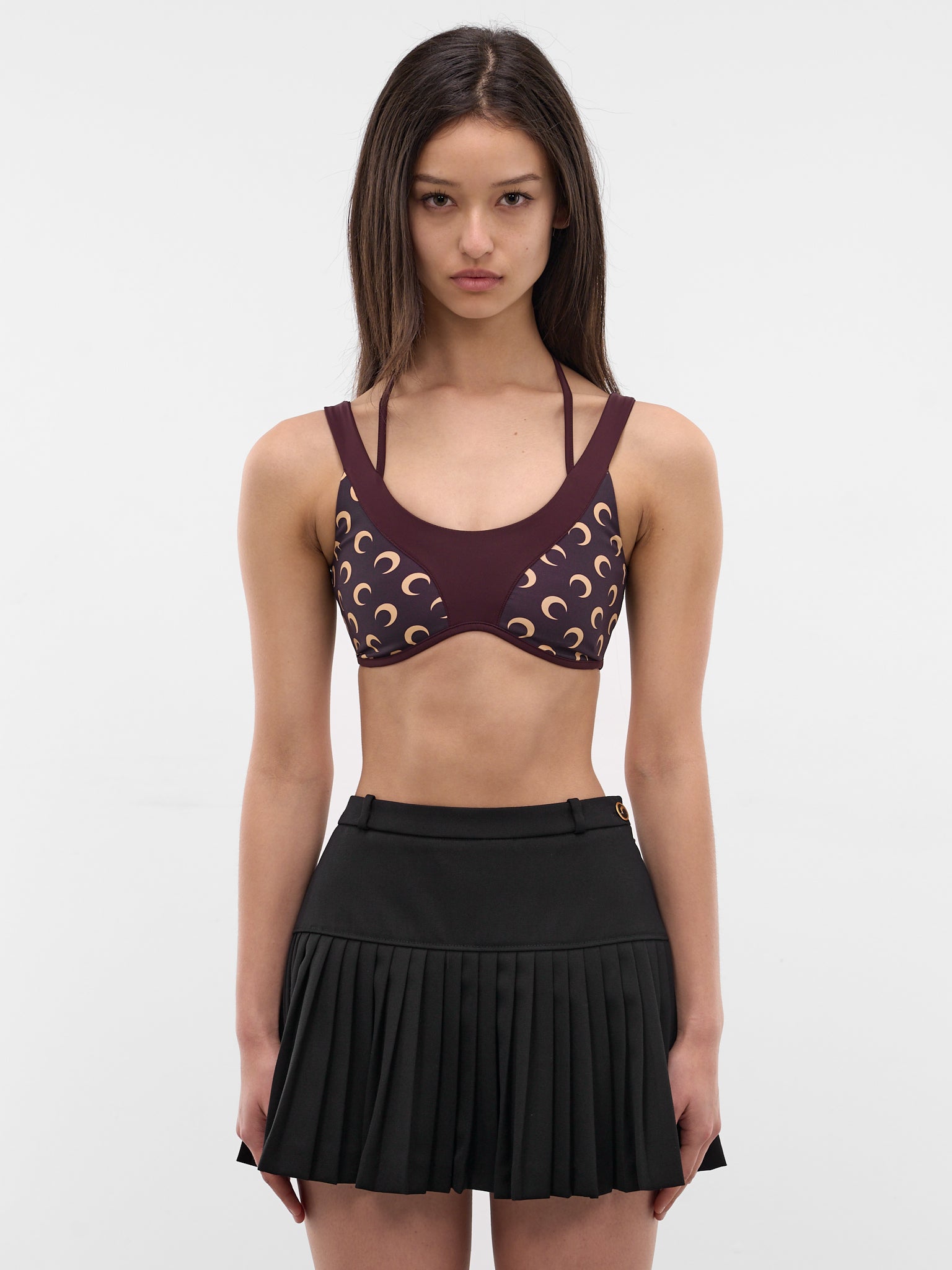 Moon Print Halter Bra Top (WTO485ACJER0101-DEEP-MAHOGANY)