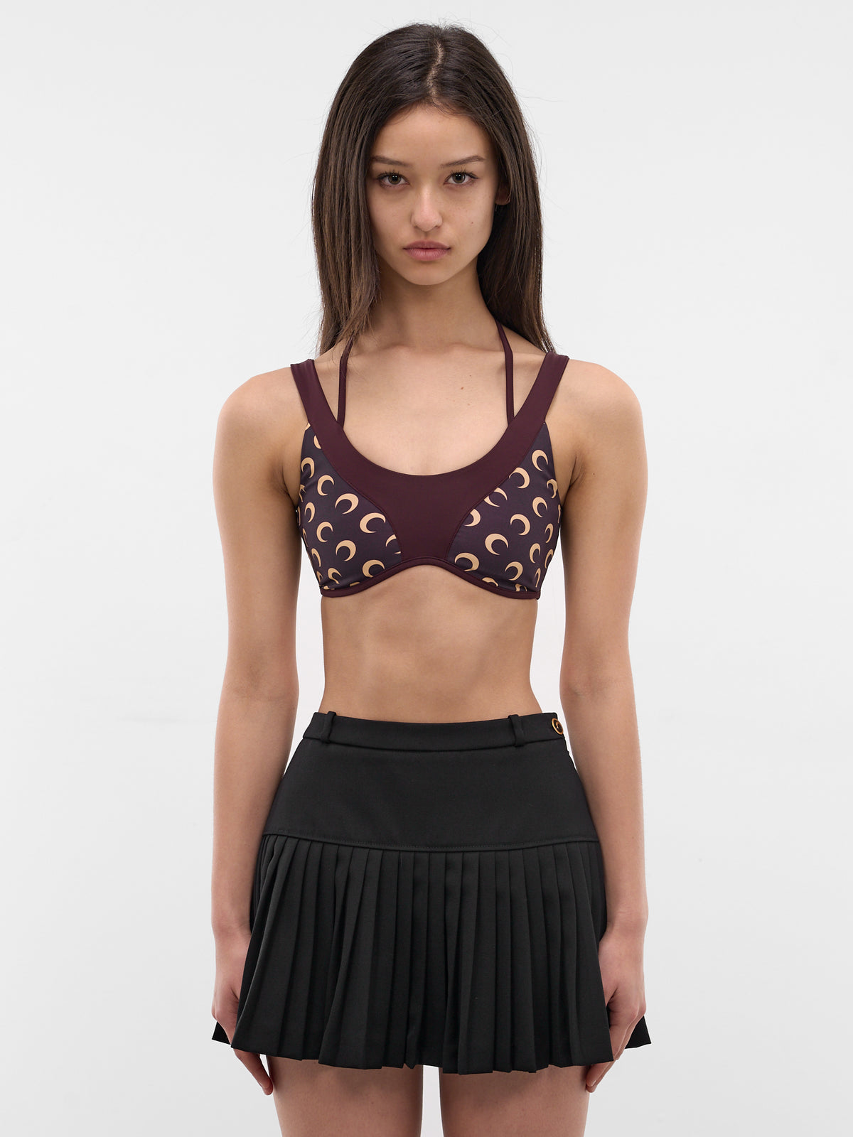 Moon Print Halter Bra Top (WTO485ACJER0101-DEEP-MAHOGANY)