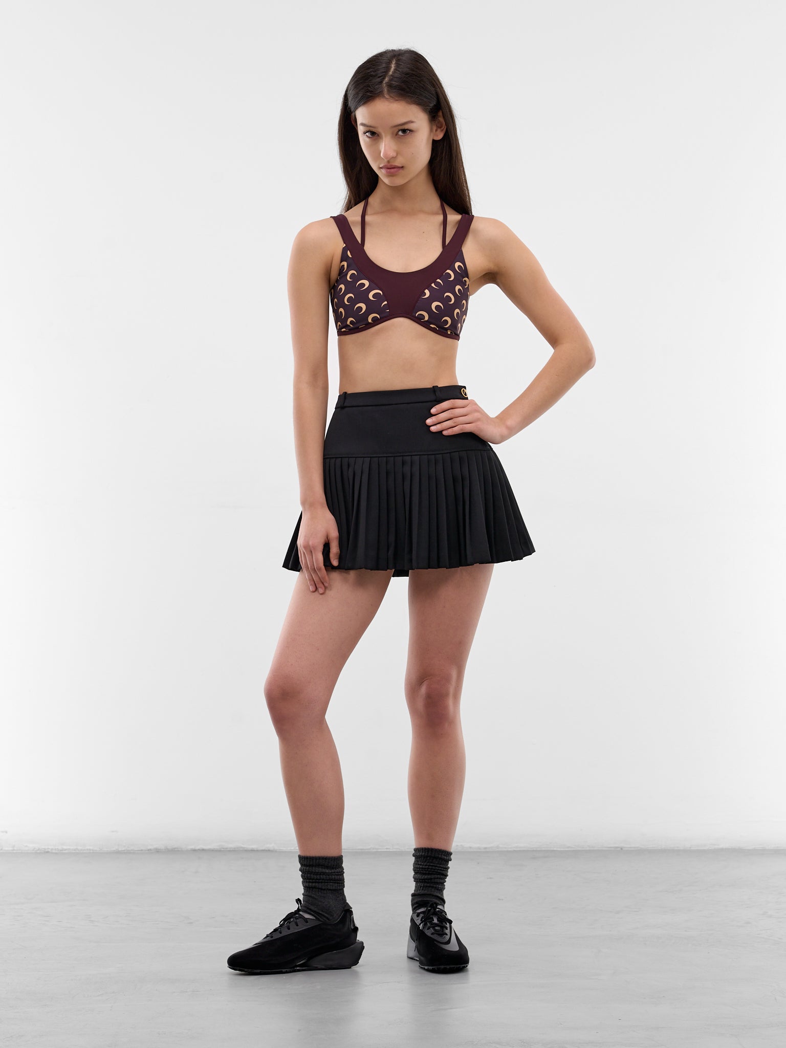 Moon Print Halter Bra Top (WTO485ACJER0101-DEEP-MAHOGANY)