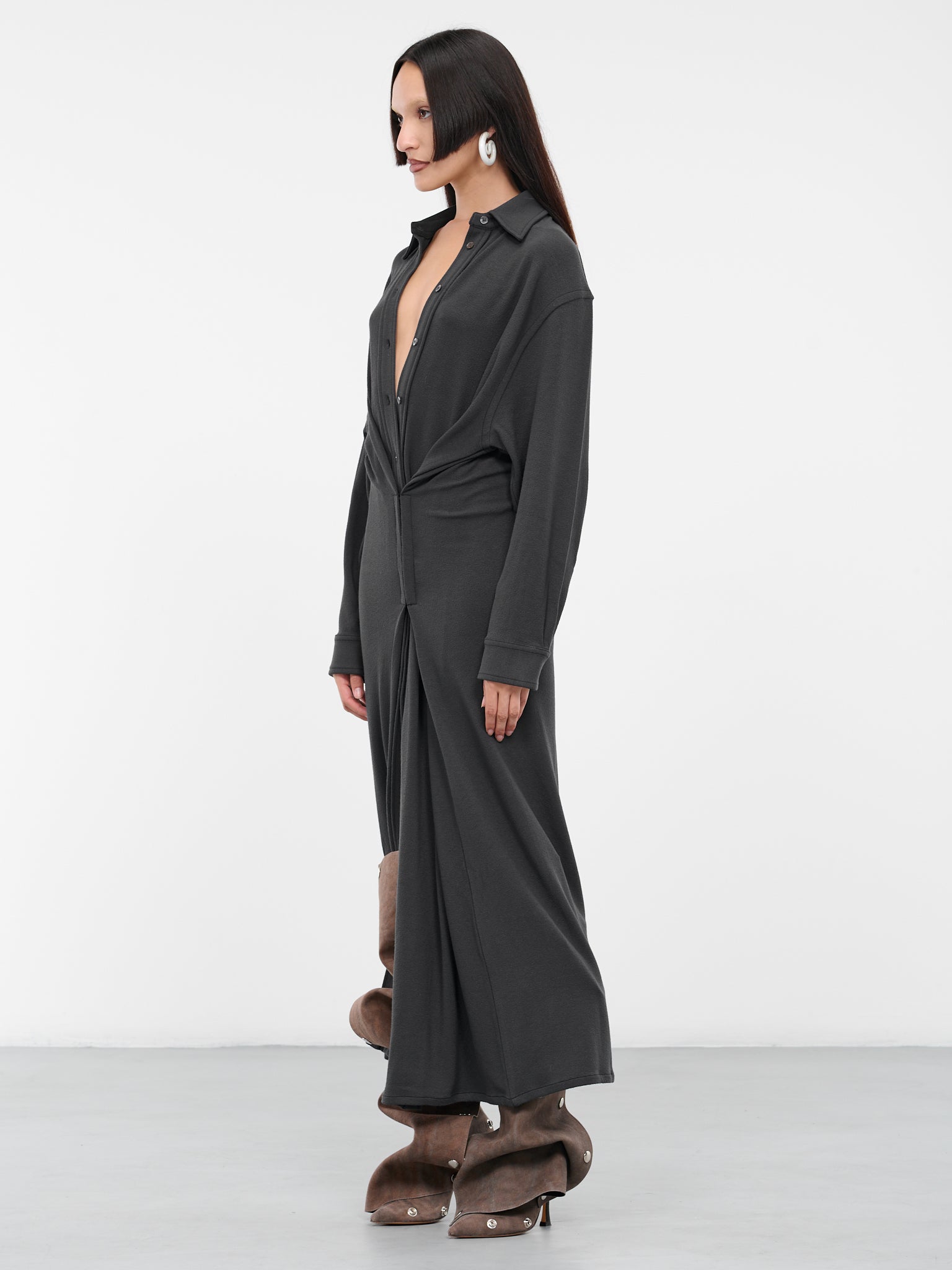 Hook-Eye Maxi Dress (WTSDRESS67-S25-J114-CHARCOAL)