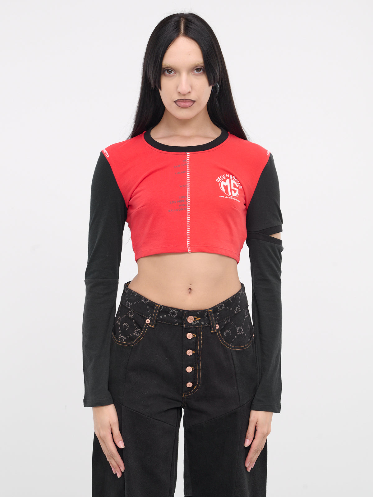 Regenerated Graphic Crop Top (WTT005-UJER0003-RED)