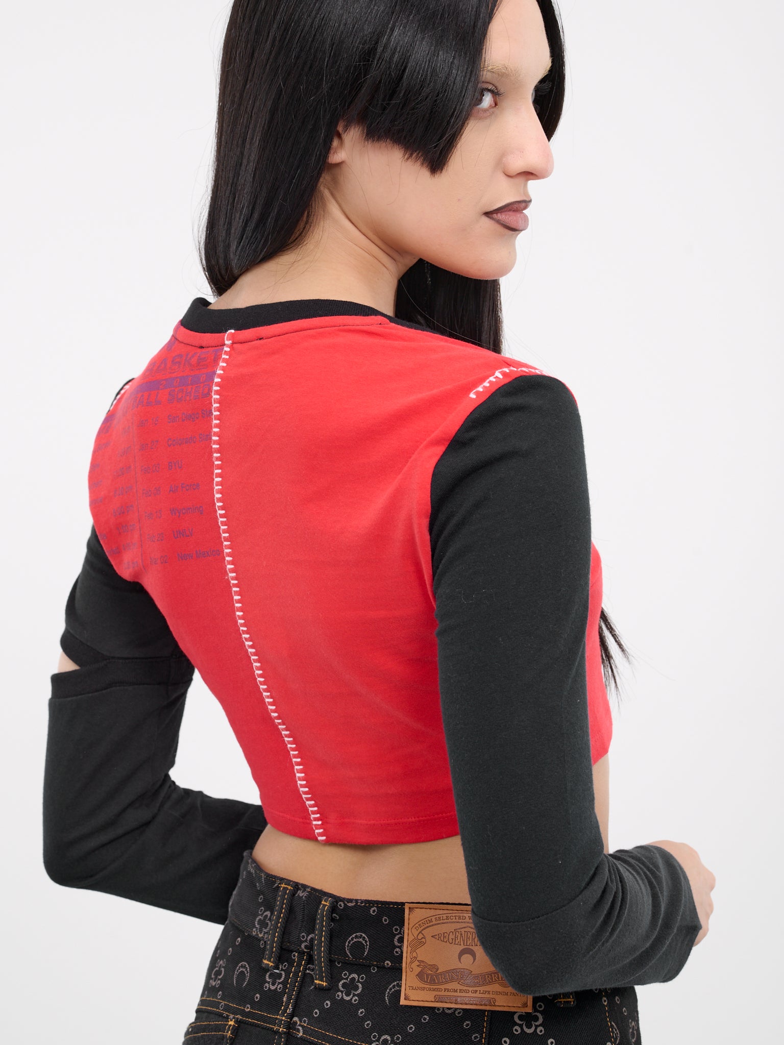Regenerated Graphic Crop Top (WTT005-UJER0003-RED)