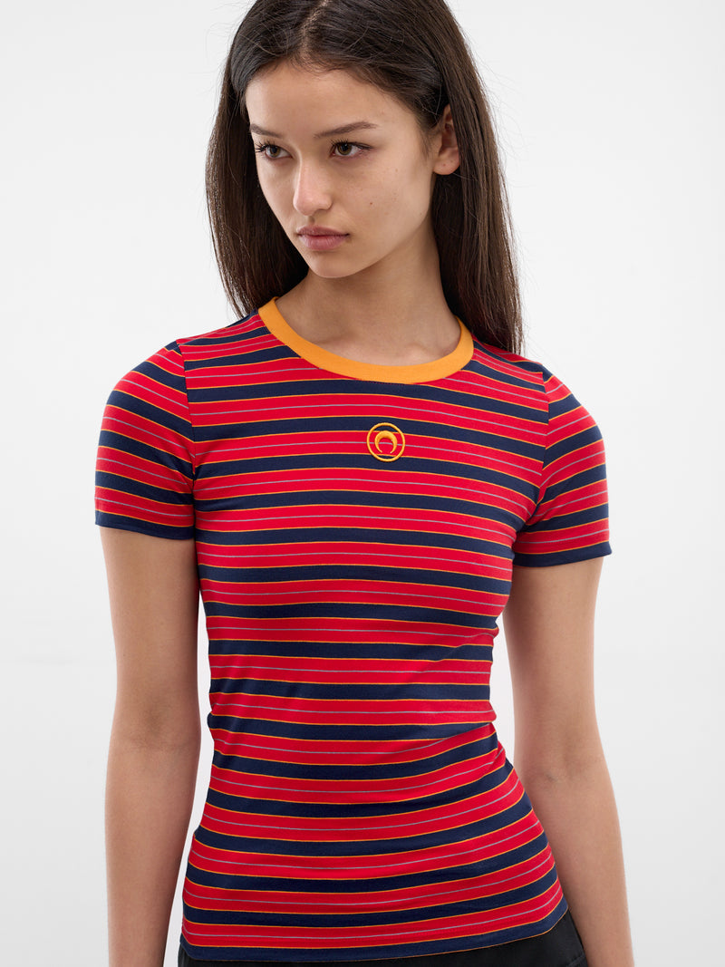 Striped Moon Logo Baby Tee (WTT012ADJER0010-RED)