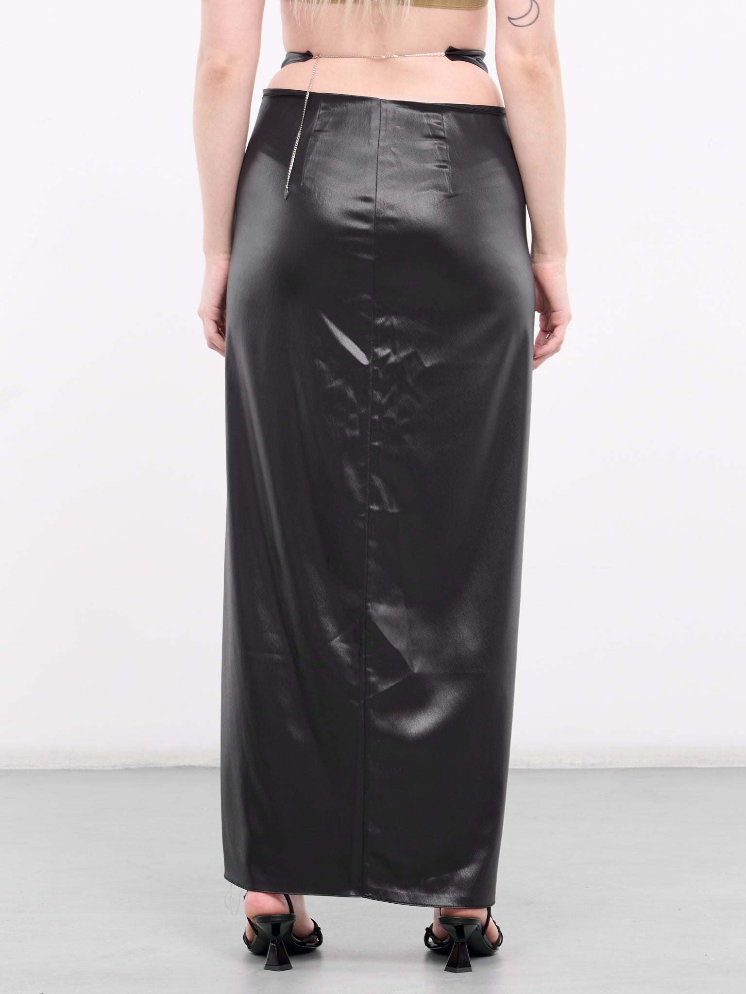 Crinkle Satin Wrap Skirt (WV16-ONYX)