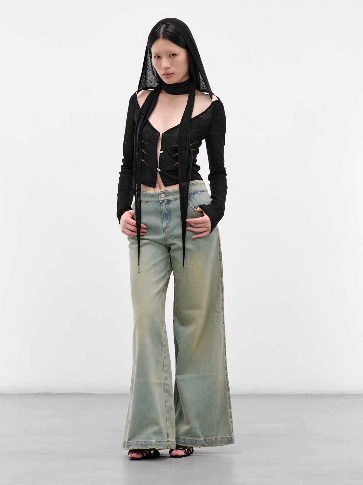 Black Thorn Intarsia Knit Scarf (AC02O-ONYX)