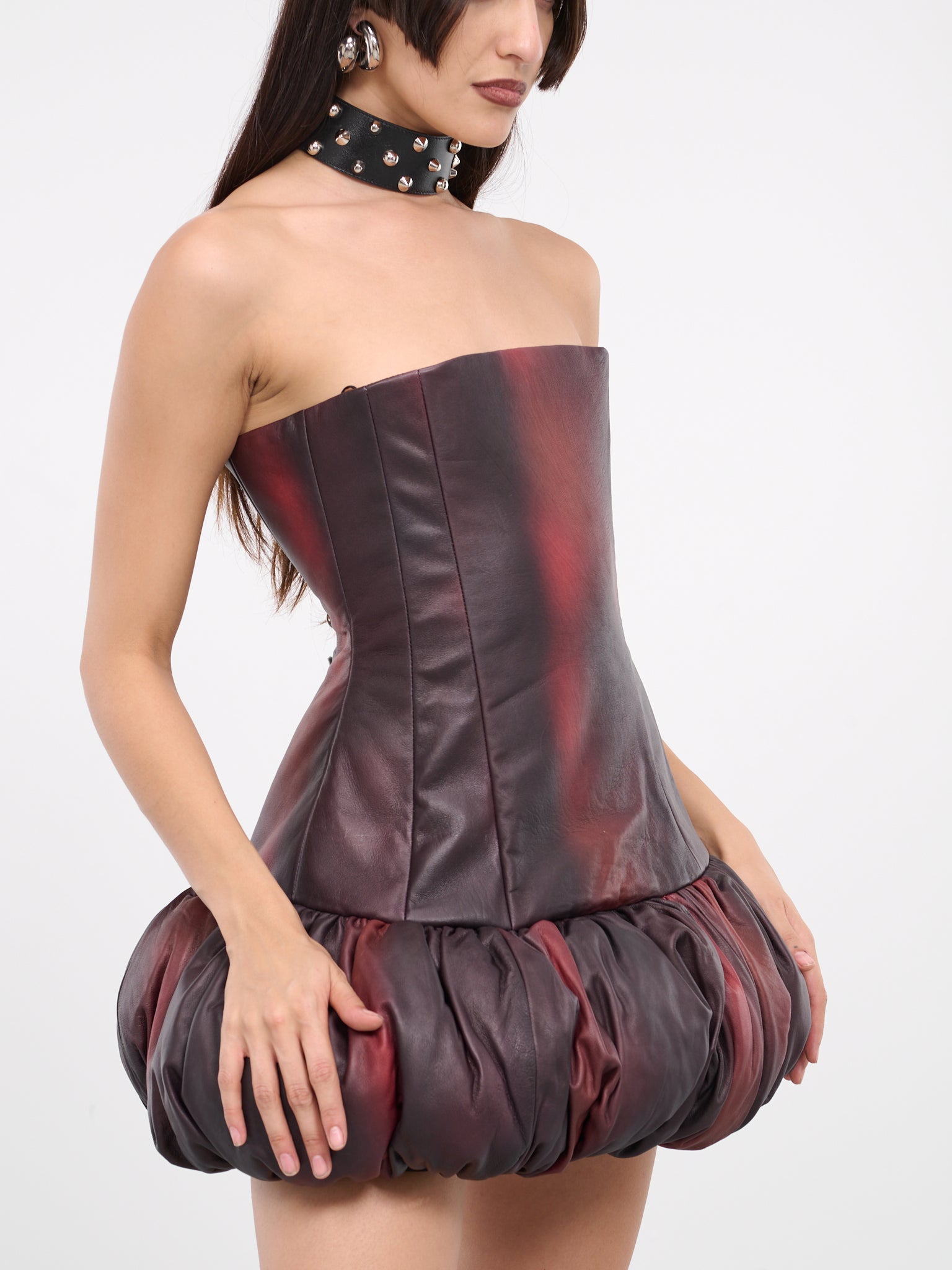 Yaspis Printed Leather Dress (WW-DRESS-PRINT-DARK-PURPLE)