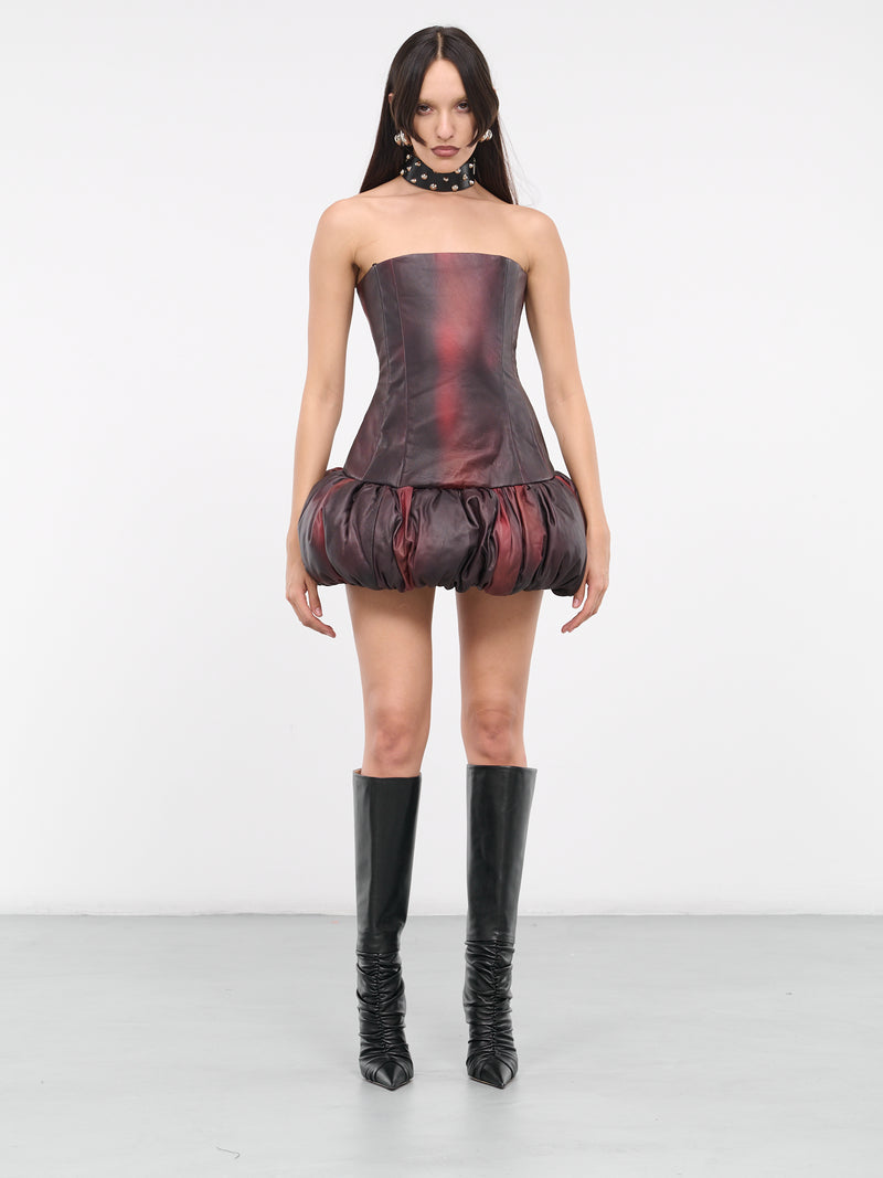 Yaspis Printed Leather Dress (WW-DRESS-PRINT-DARK-PURPLE)