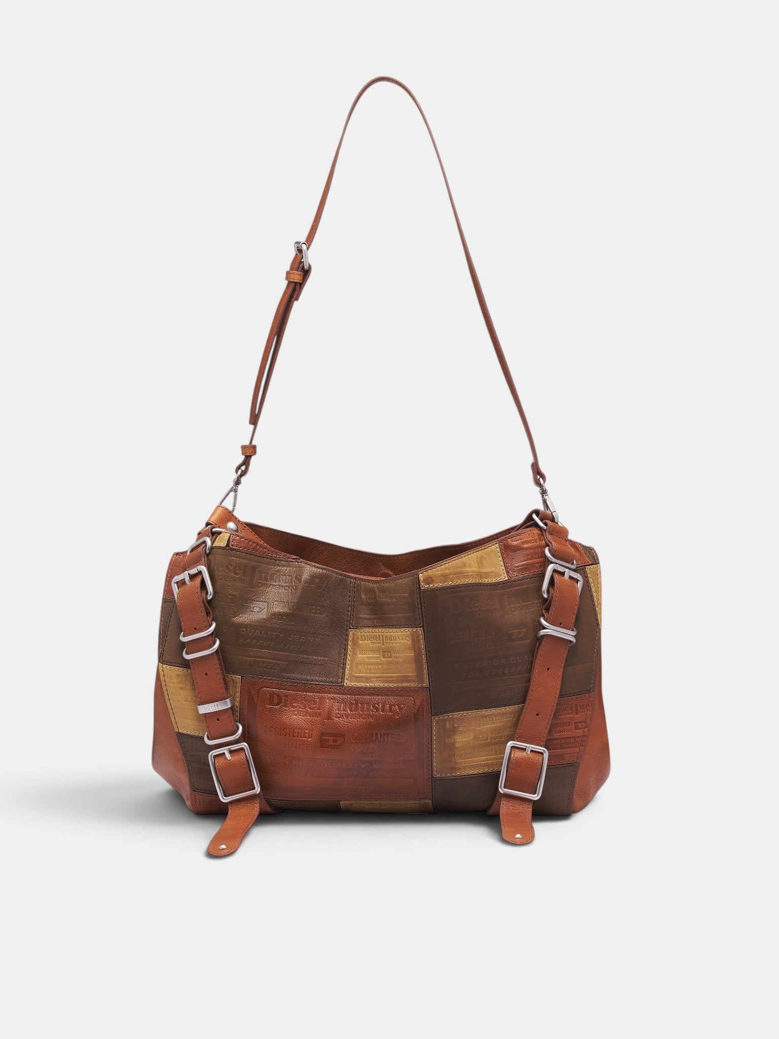 Brown Patchwork Leather Bag (X10926-D-ONE-BROWN)