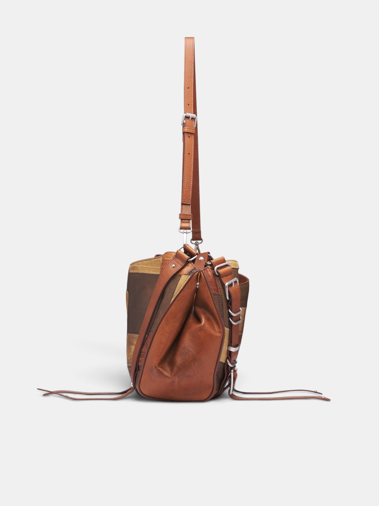 Brown Patchwork Leather Bag (X10926-D-ONE-BROWN)