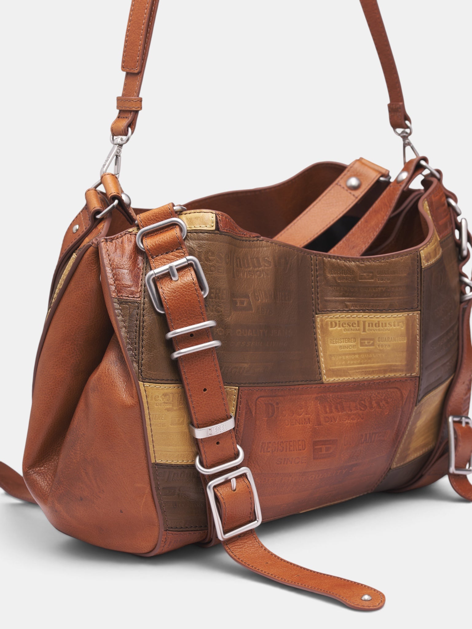 Brown Patchwork Leather Bag (X10926-D-ONE-BROWN)