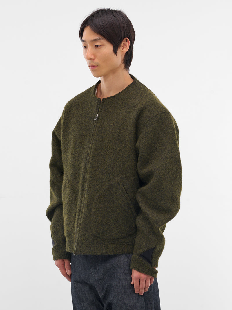 Alpaca-Wool Collarless Flight Jacket (XJ17V2-02-RADIANT-GREEN)