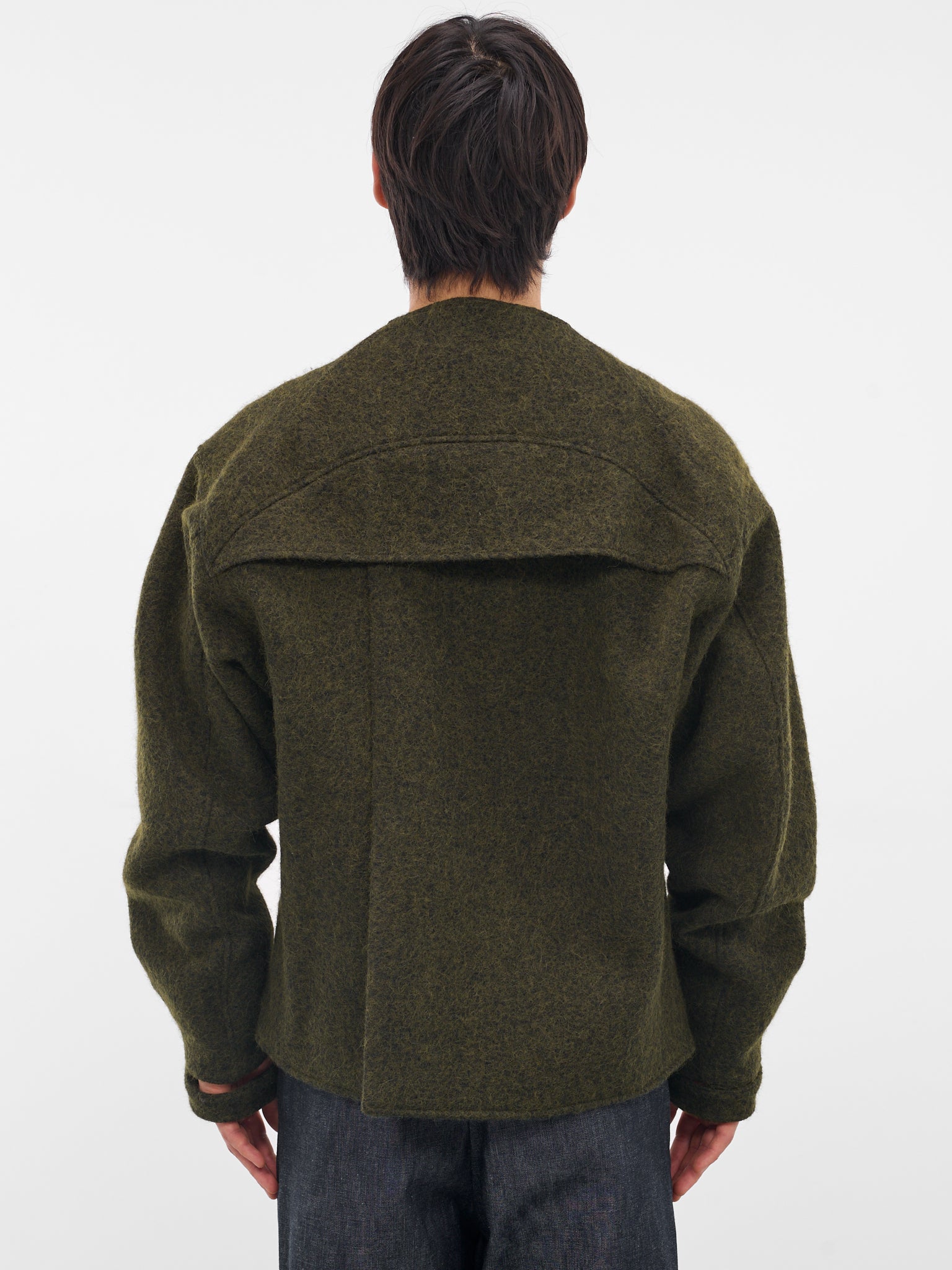 Wool-Blend Collarless Flight Jacket (XJ17V2-02-RADIANT-GREEN)
