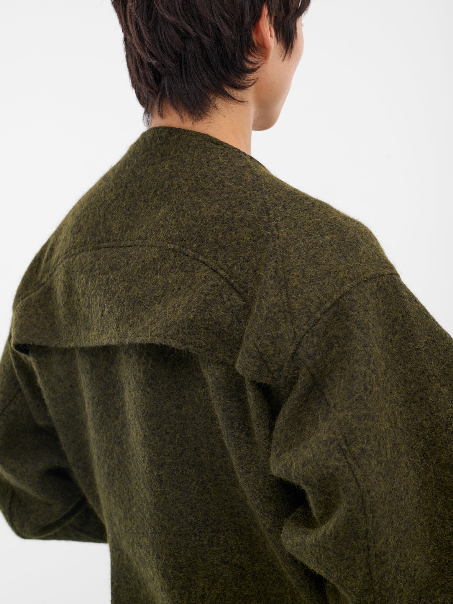 Wool-Blend Collarless Flight Jacket (XJ17V2-02-RADIANT-GREEN)