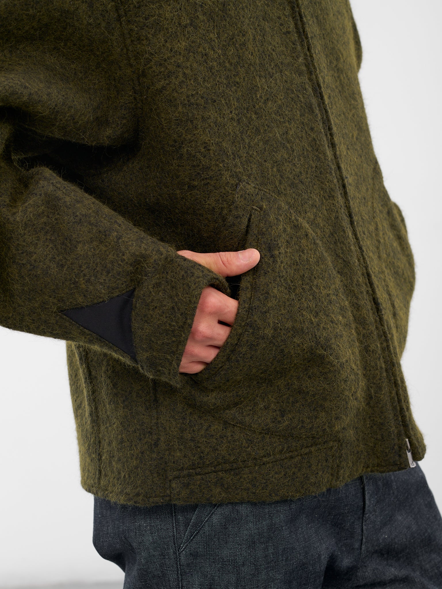 Wool-Blend Collarless Flight Jacket (XJ17V2-02-RADIANT-GREEN)