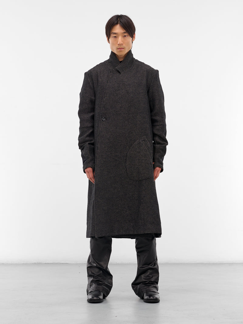 Black Double-Breasted Coat (XJ9V2-03-BLACK-OVER-GREY)