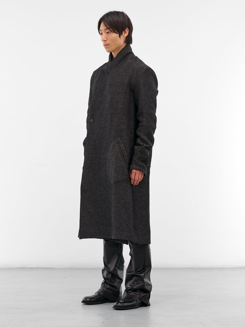 Black Double-Breasted Coat (XJ9V2-03-BLACK-OVER-GREY)