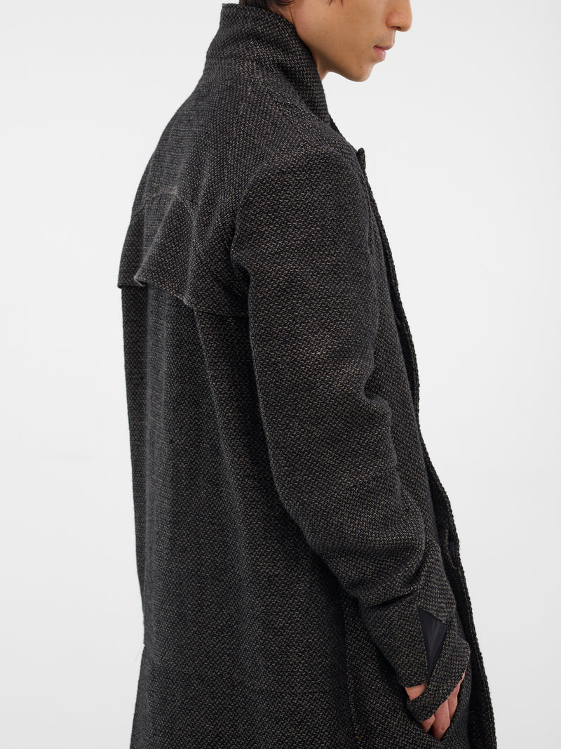 Black Double-Breasted Coat (XJ9V2-03-BLACK-OVER-GREY)