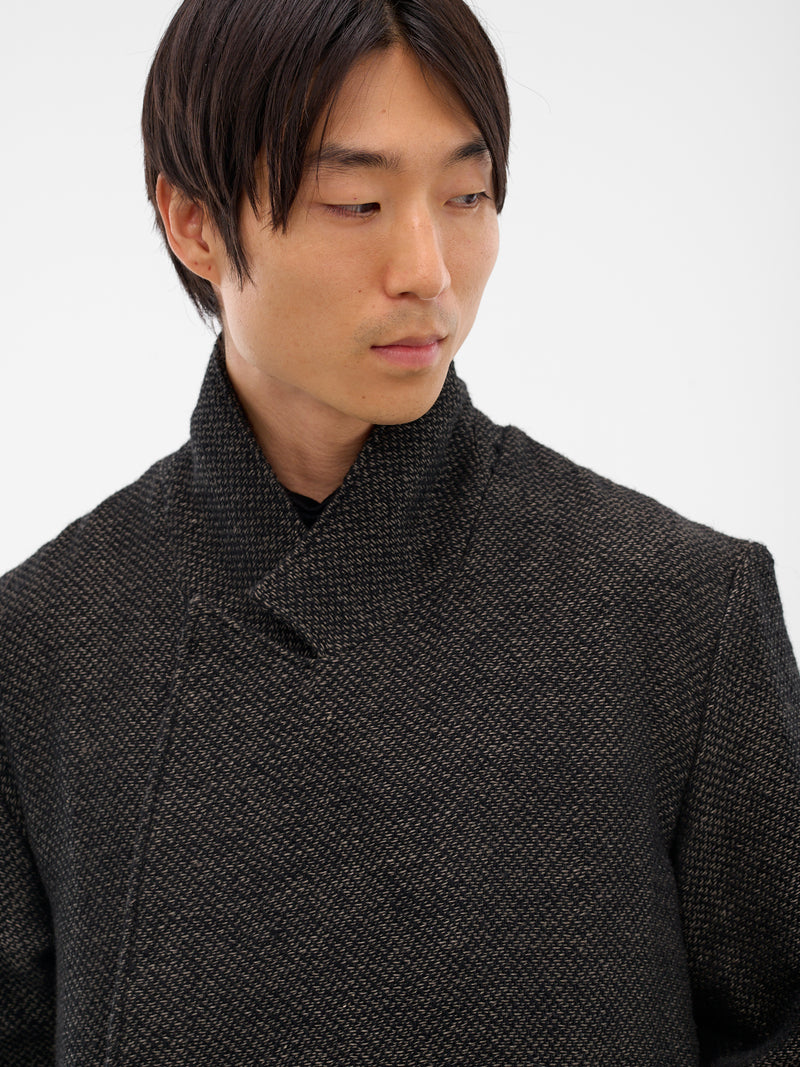 Black Double-Breasted Coat (XJ9V2-03-BLACK-OVER-GREY)