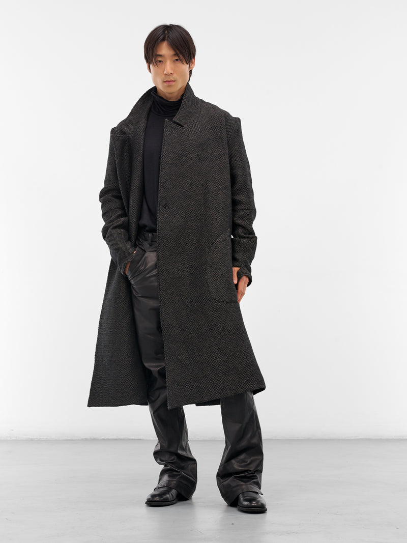 Black Double-Breasted Coat (XJ9V2-03-BLACK-OVER-GREY)