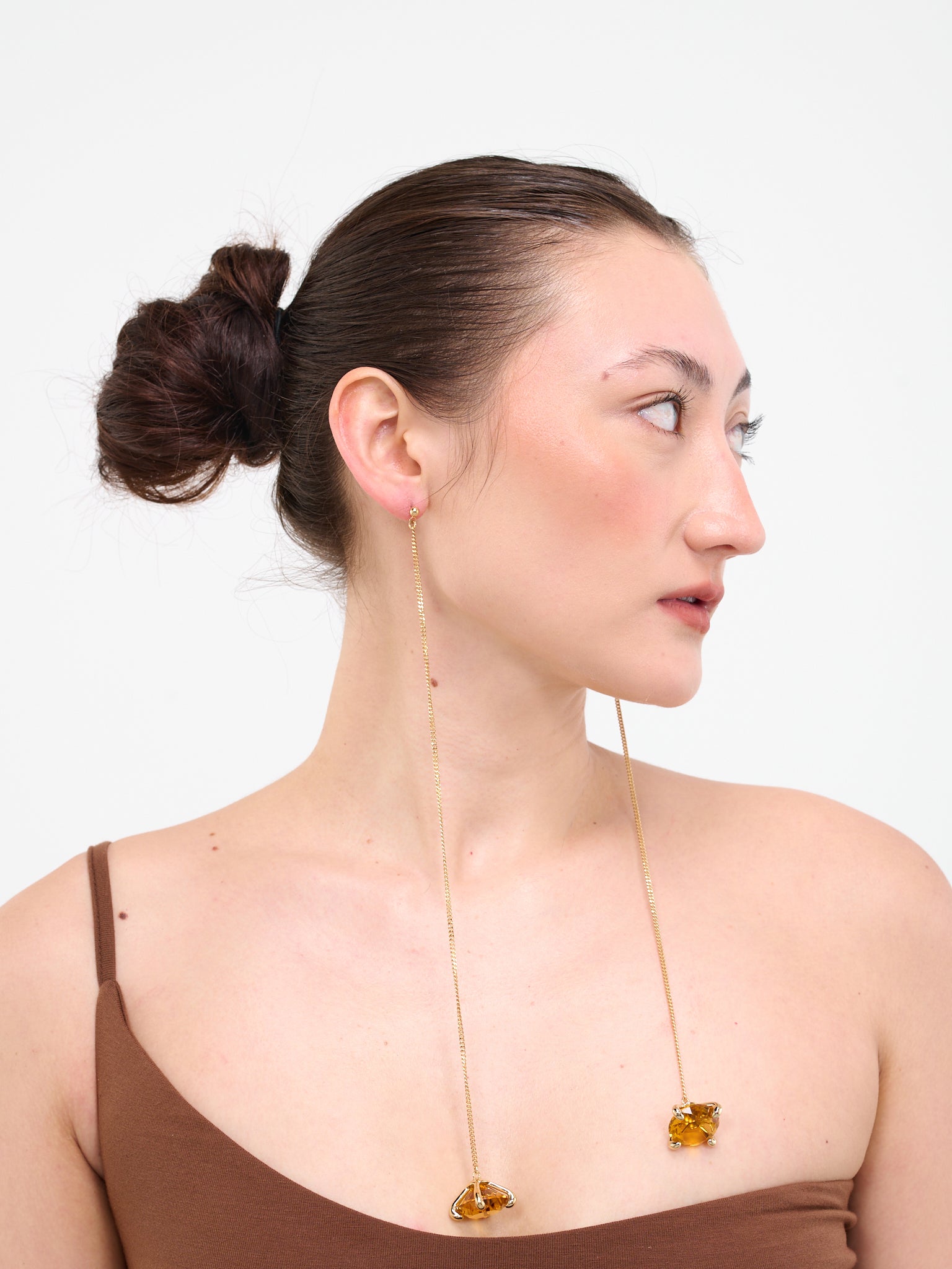 XL Stone Pendant Earrings (XLSTONE-LONG-PENDANT-GOLD)
