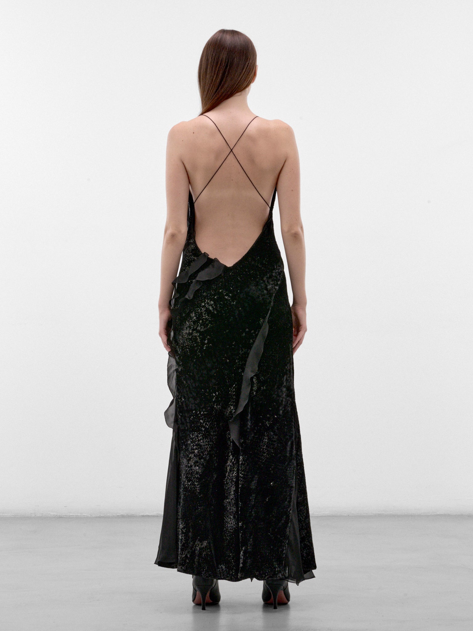Black Velvet Slip Dress (XWT115-VL067-BLACK)