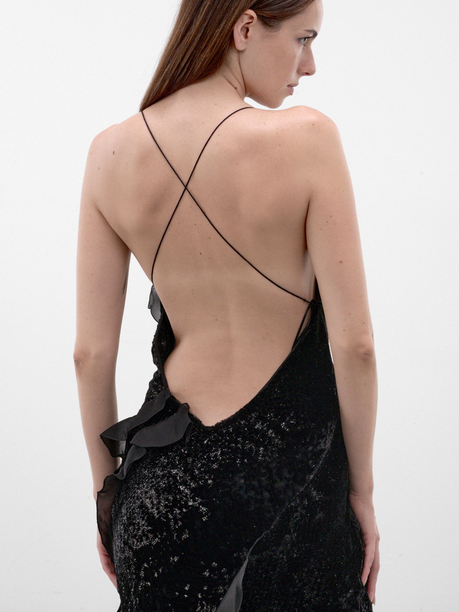 Black Velvet Slip Dress (XWT115-VL067-BLACK)