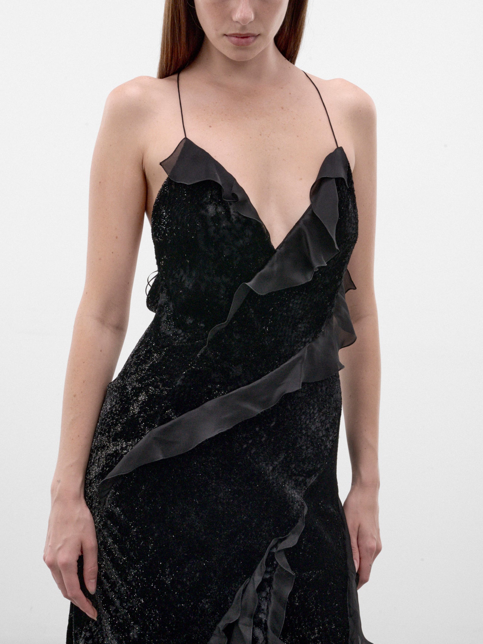 Black Velvet Slip Dress (XWT115-VL067-BLACK)