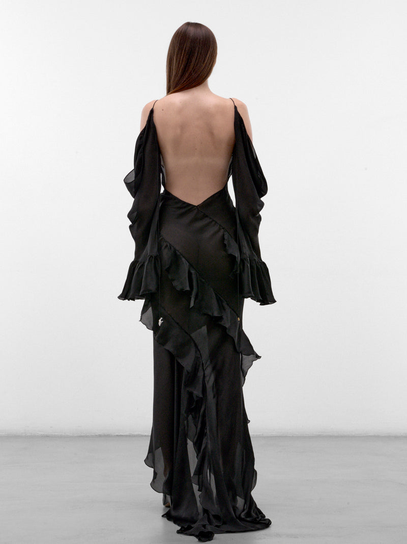 Black Silk Chiffon Slip Dress (XWT129-CC001-BLACK)