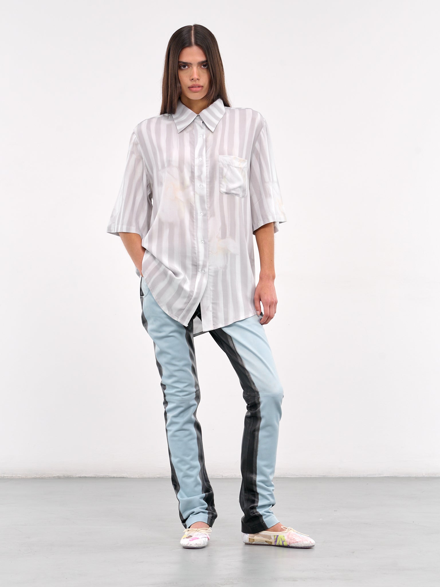 Sunny Button Up Shirt (XX3940-SUNNY-NAVY-FLOWER-STRIP)