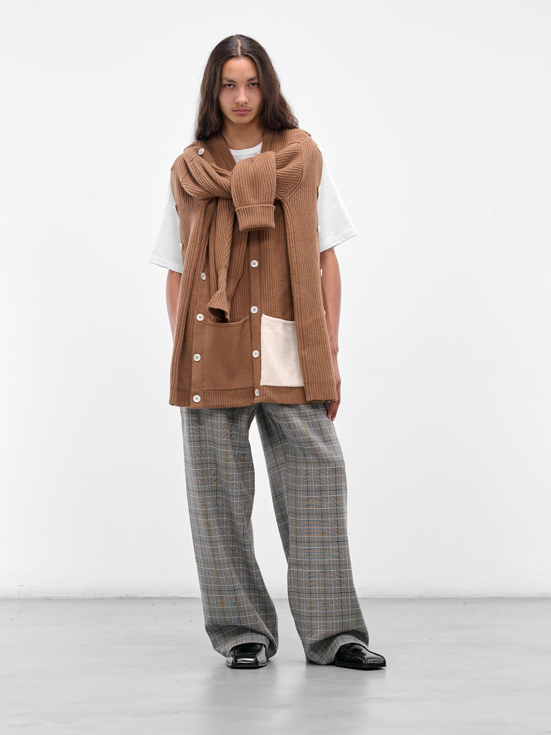 Beige Cashmere Rib-Knit Buttoned Cardigan (Y009-W020-BEIGE)