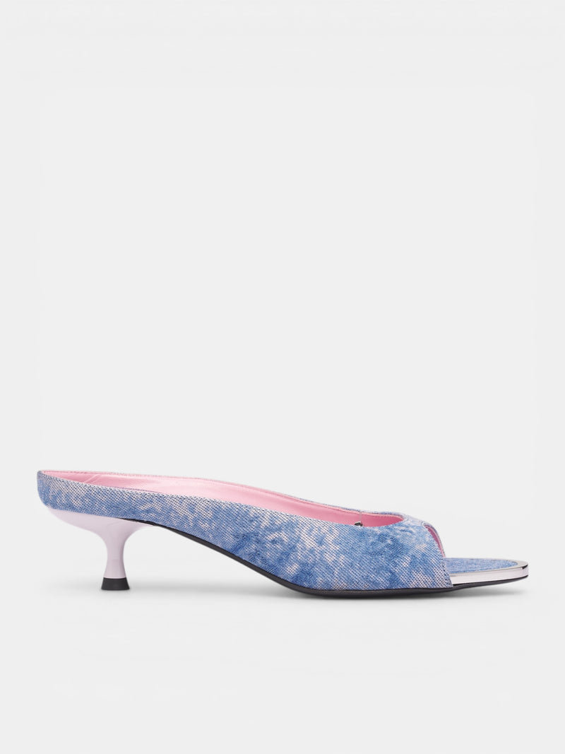 D-Diams-Sa-40 Jacquard Denim Mules (Y03974-P7675-HB478-DENIM-LILAC)
