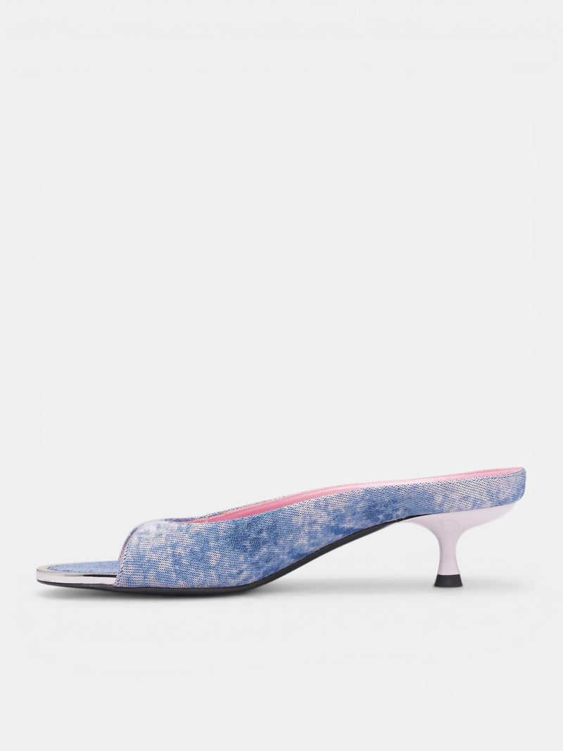 D-Diams-Sa-40 Jacquard Denim Mules (Y03974-P7675-HB478-DENIM-LILAC)