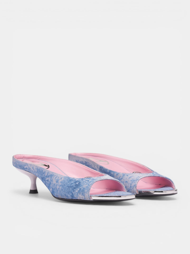 D-Diams-Sa-40 Jacquard Denim Mules (Y03974-P7675-HB478-DENIM-LILAC)