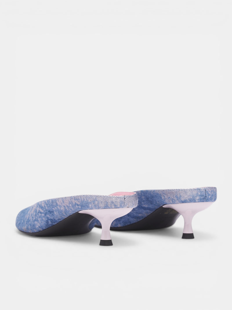 D-Diams-Sa-40 Jacquard Denim Mules (Y03974-P7675-HB478-DENIM-LILAC)